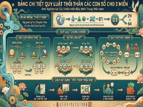 Chi tiết quy luật thối thân các con số cho 3 miền